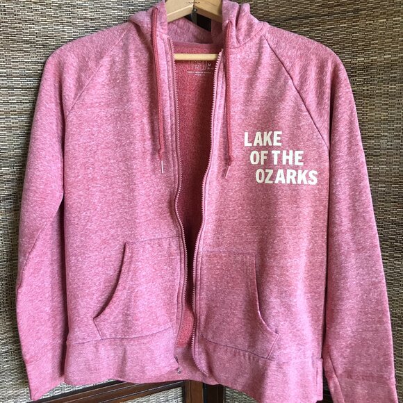 Upcycled Lake of Ozarks Hoodie, M: Zip-Up Sweatshirt, Landmarks Marinas - Picture 7 of 10